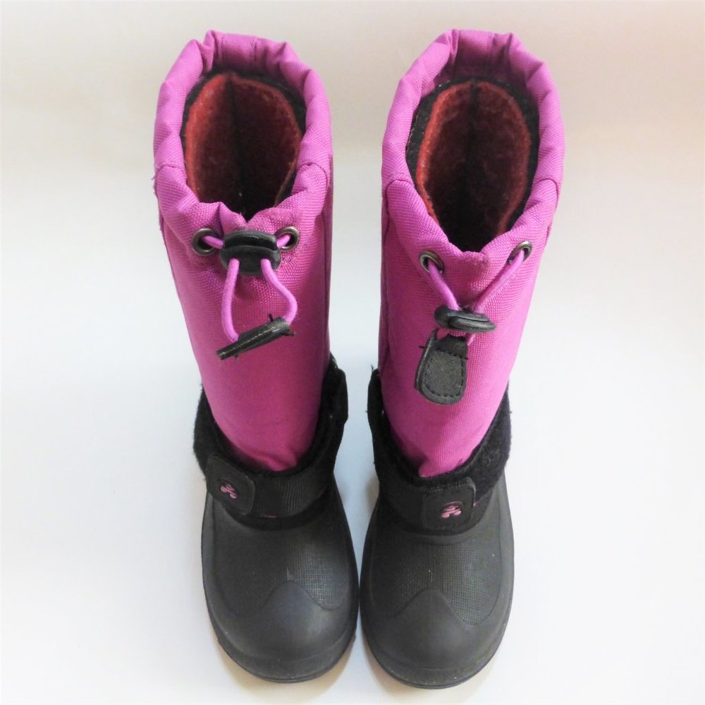 Girls 1 Kamik Fuschia Pink Black Pull On Winter Snow Boots - Picture 3 of 6